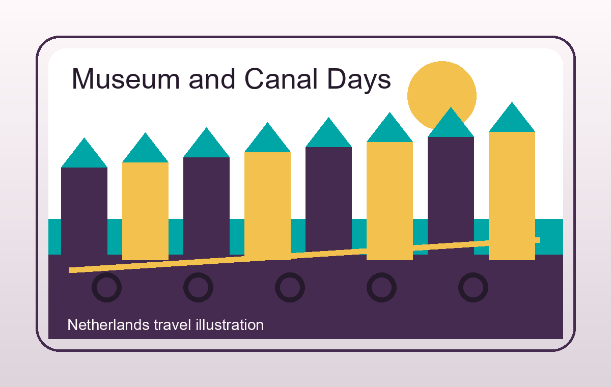 Illustratie van museumroutes en Nederlandse stadsreizen
